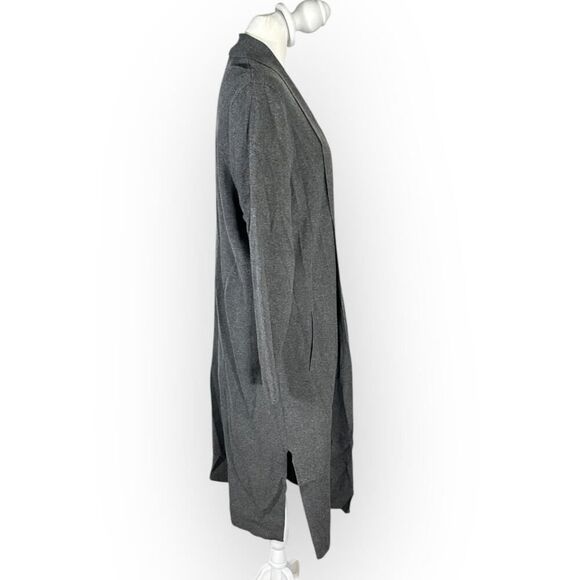Banana Republic Duster Cardigan Women's Large Charcoal Gray Open Front Pockets - Picture 6 of 10